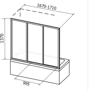 Шторка на ванну Ravak Supernova AVDP3-170 40VV0U02Z1 Transparent профиль сатин